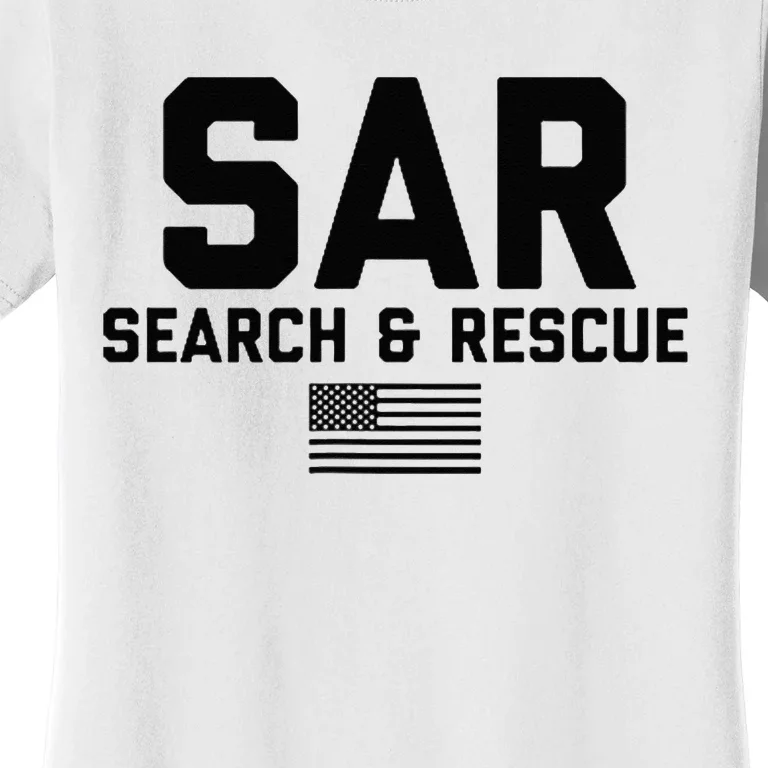 FRONT & BACK Search And Rescue American Flag SAR Team Women's T-Shirt