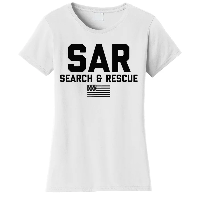 FRONT & BACK Search And Rescue American Flag SAR Team Women's T-Shirt