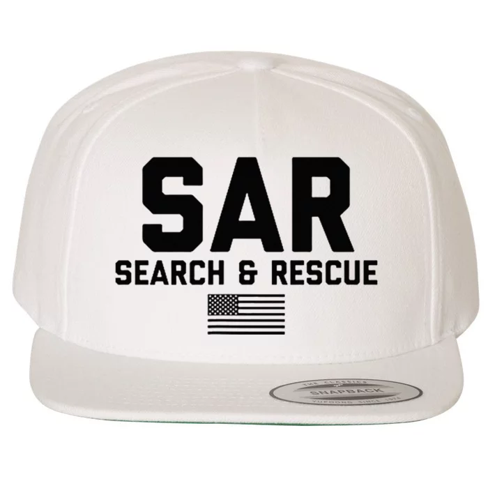 FRONT & BACK Search And Rescue American Flag SAR Team Wool Snapback Cap