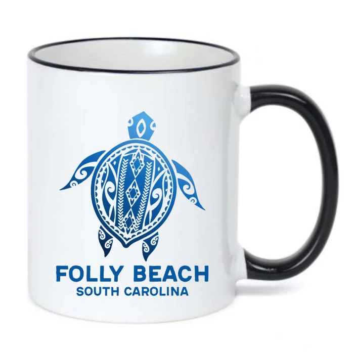 Folly Beach South Carolina Tattoo Blue Sea Turtle Souvenirs Black Color Changing Mug