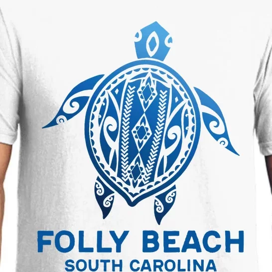 Folly Beach South Carolina Tattoo Blue Sea Turtle Souvenirs Pajama Set