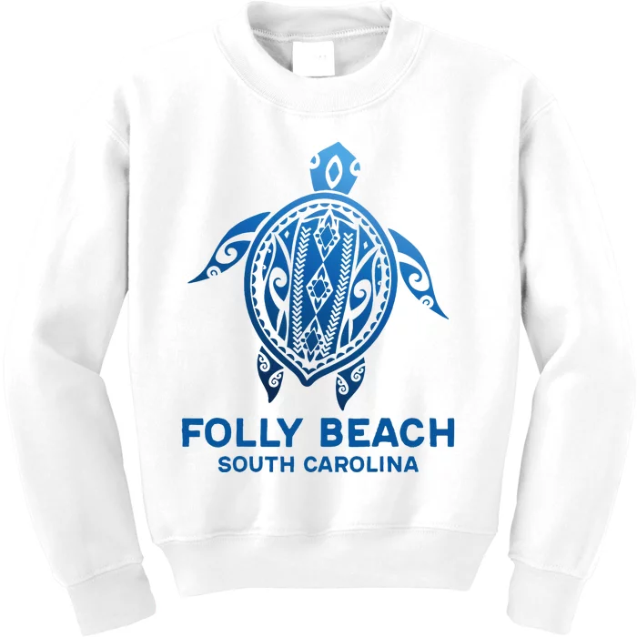 Folly Beach South Carolina Tattoo Blue Sea Turtle Souvenirs Kids Sweatshirt