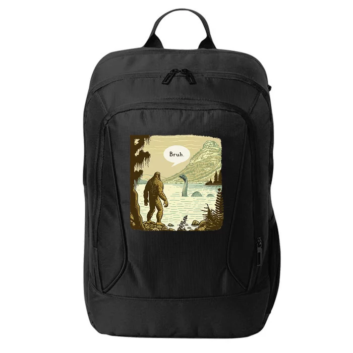 Funny Bigfoot Sasquatch Loch Ness Monster Introvert Bruh City Backpack