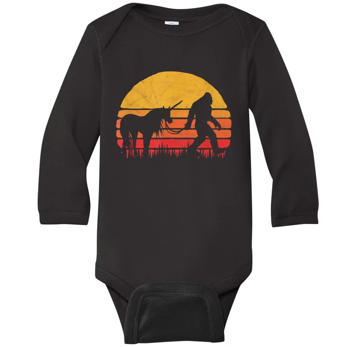 Funny Bigfoot Sasquatch & Unicorn Legends! Baby Long Sleeve Bodysuit