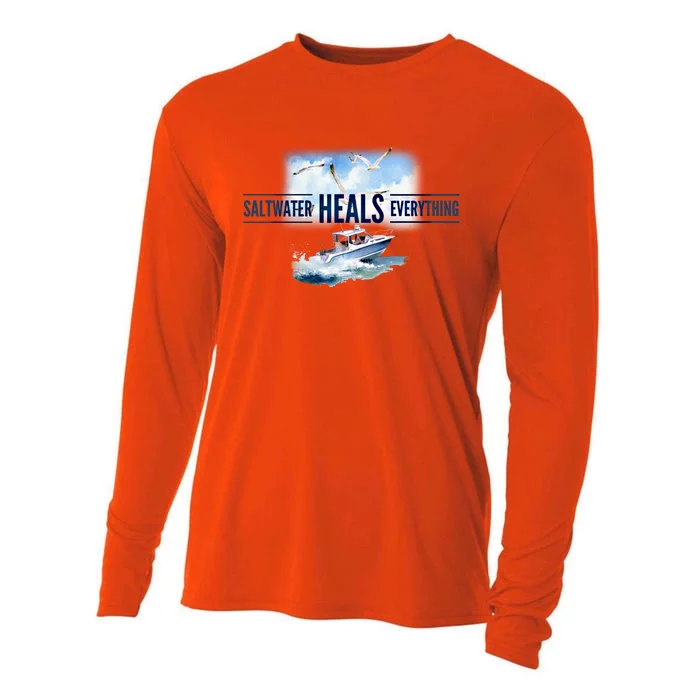 Florida Boating Saltwater Heals Everything Gift Cooling Performance Long Sleeve Crew