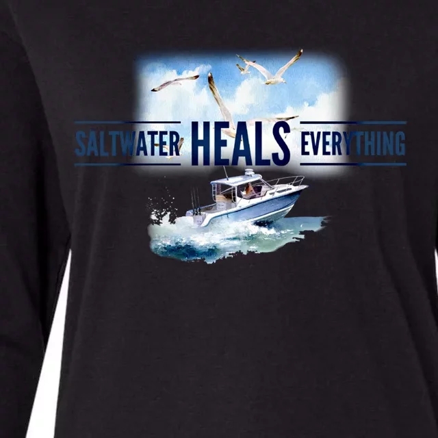 Florida Boating Saltwater Heals Everything Gift Womens Cotton Relaxed Long Sleeve T-Shirt