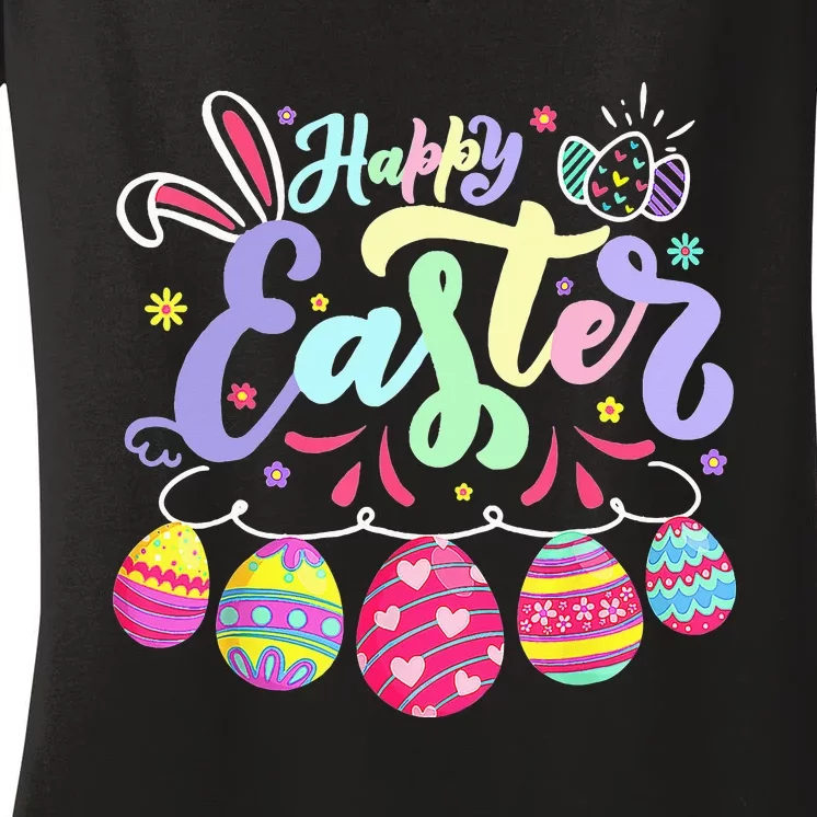 funnt Bunny Spring Easter Egg Hunt Easter Women's V-Neck T-Shirt