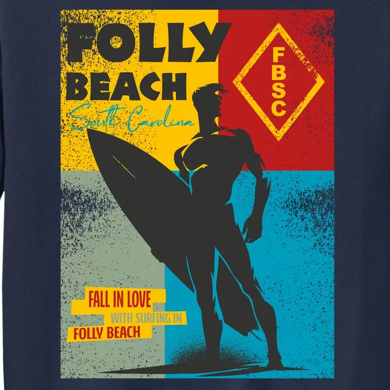 Folly Beach St Carolina Surfer Silhouette Sweatshirt