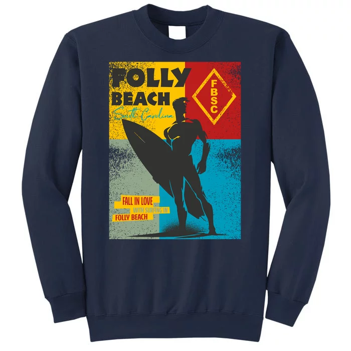 Folly Beach St Carolina Surfer Silhouette Sweatshirt