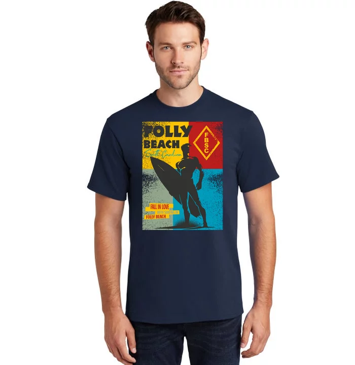 Folly Beach St Carolina Surfer Silhouette Tall T-Shirt