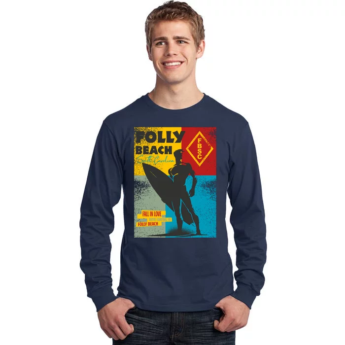 Folly Beach St Carolina Surfer Silhouette Tall Long Sleeve T-Shirt