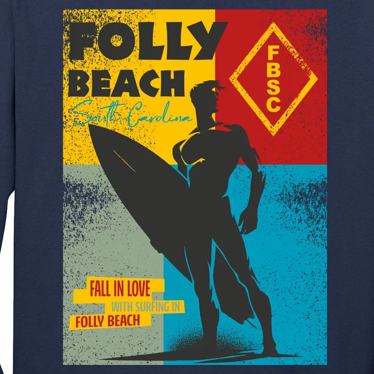 Folly Beach St Carolina Surfer Silhouette Tall Long Sleeve T-Shirt