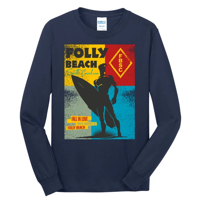 Folly Beach St Carolina Surfer Silhouette Tall Long Sleeve T-Shirt