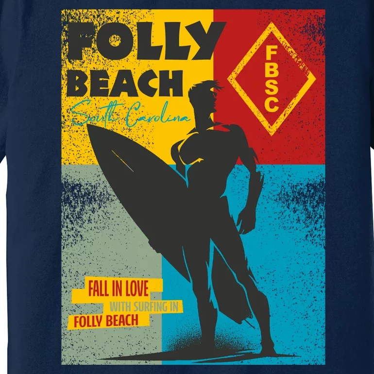 Folly Beach St Carolina Surfer Silhouette Premium T-Shirt