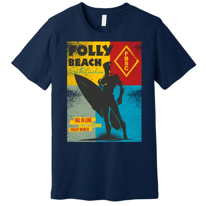 Folly Beach St Carolina Surfer Silhouette Premium T-Shirt