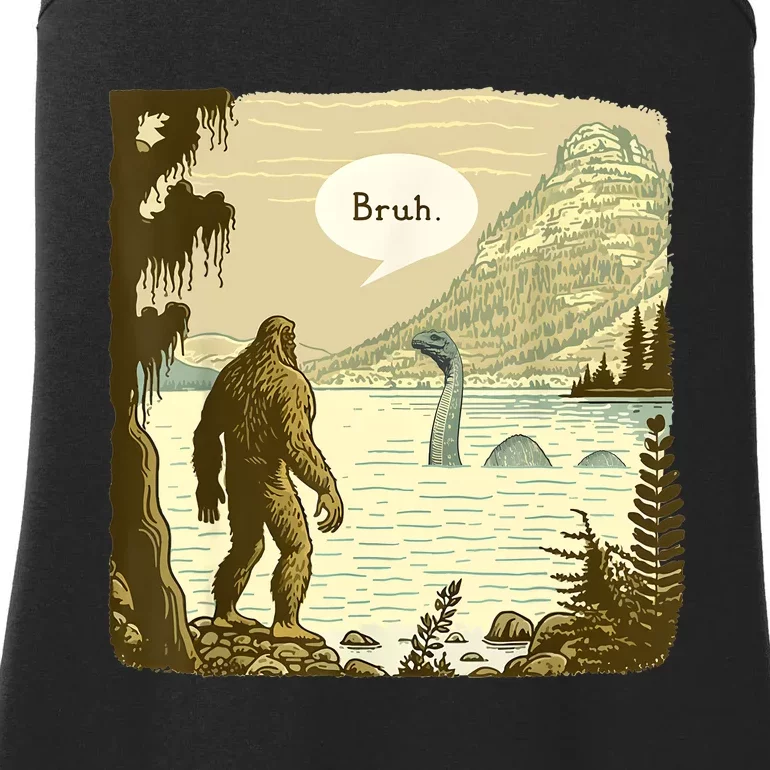 Funny Bigfoot Sasquatch Loch Ness Monster Introvert Bruh Ladies Essential Tank