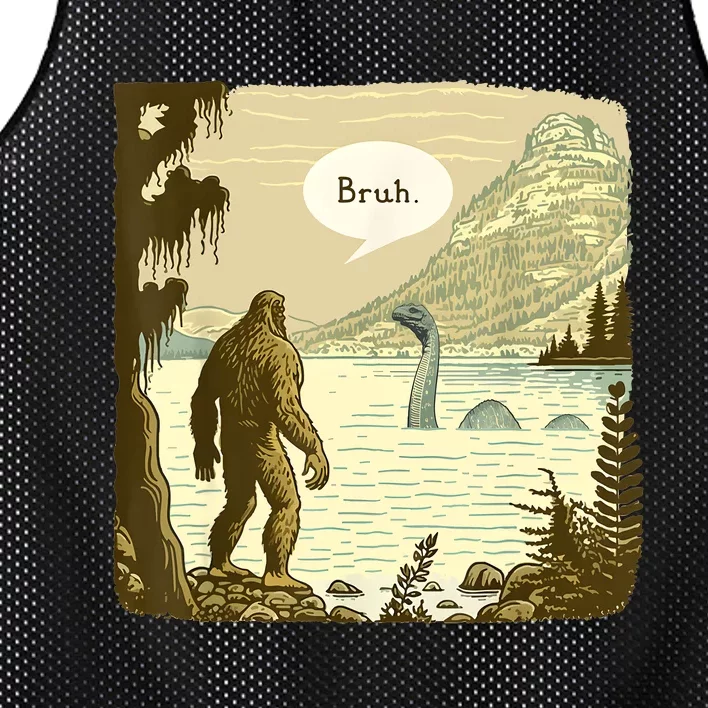 Funny Bigfoot Sasquatch Loch Ness Monster Introvert Bruh Mesh Reversible Basketball Jersey Tank