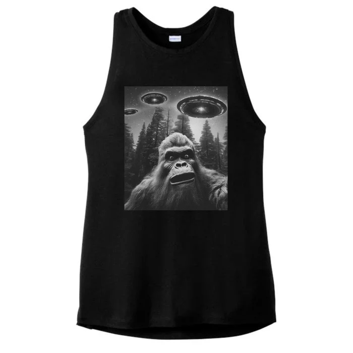 Funny Bigfoot Sasquatch Alien Ufo Ladies Tri-Blend Wicking Tank