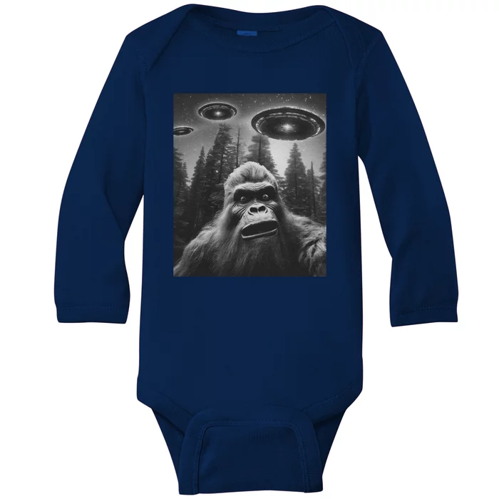 Funny Bigfoot Sasquatch Alien Ufo Baby Long Sleeve Bodysuit