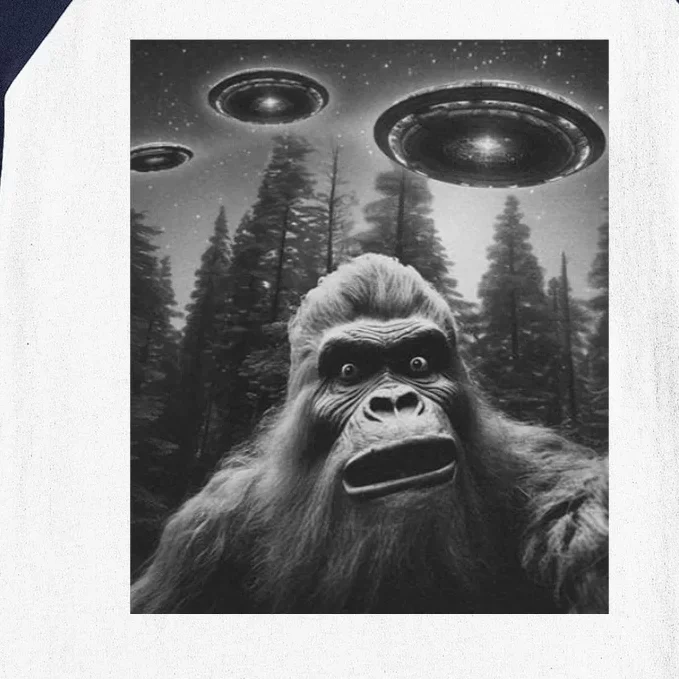 Funny Bigfoot Sasquatch Alien Ufo Baseball Sleeve Shirt