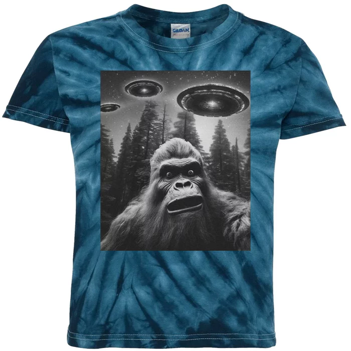 Funny Bigfoot Sasquatch Alien Ufo Kids Tie-Dye T-Shirt