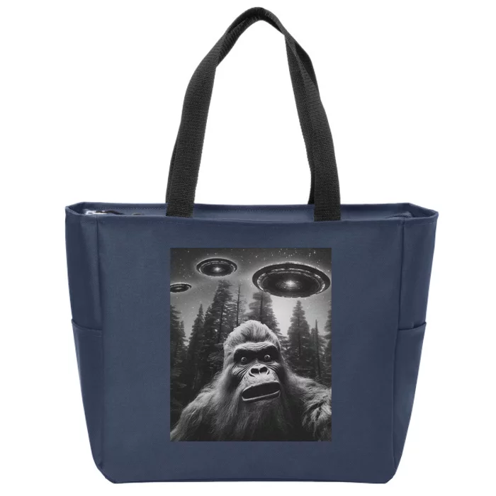 Funny Bigfoot Sasquatch Alien Ufo Zip Tote Bag