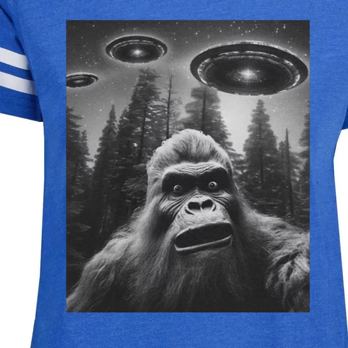 Funny Bigfoot Sasquatch Alien Ufo Enza Ladies Jersey Football T-Shirt