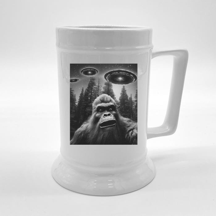 Funny Bigfoot Sasquatch Alien Ufo Front & Back Beer Stein