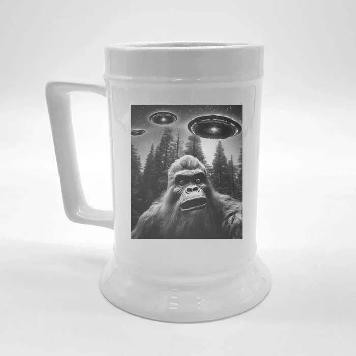 Funny Bigfoot Sasquatch Alien Ufo Front & Back Beer Stein