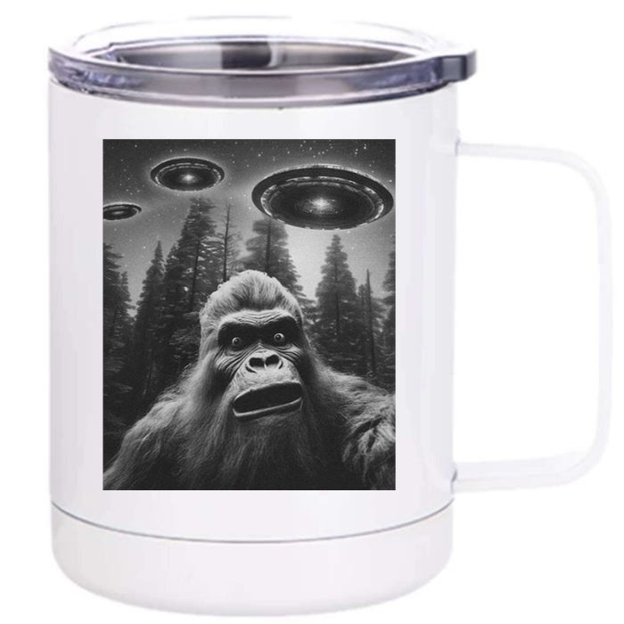 Funny Bigfoot Sasquatch Alien Ufo Front & Back 12oz Stainless Steel Tumbler Cup