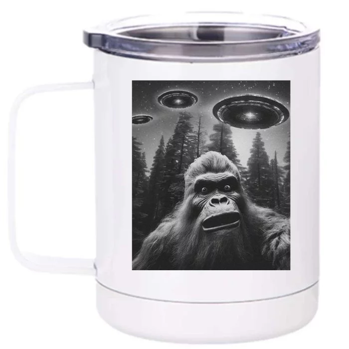 Funny Bigfoot Sasquatch Alien Ufo Front & Back 12oz Stainless Steel Tumbler Cup