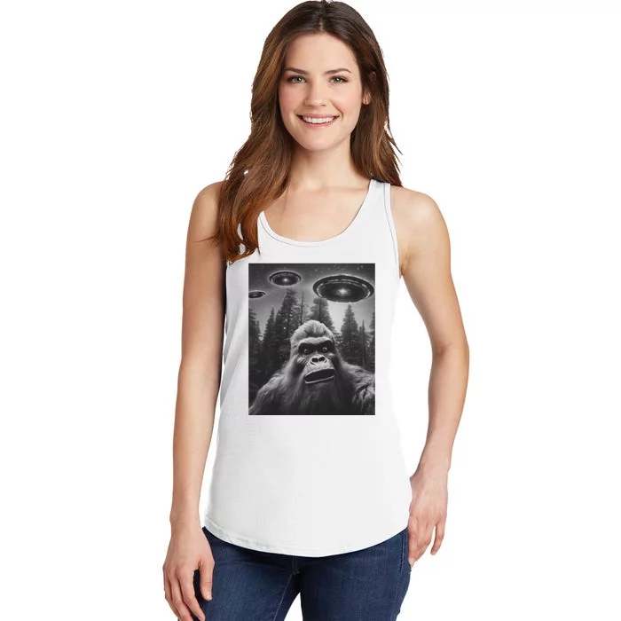 Funny Bigfoot Sasquatch Alien Ufo Ladies Essential Tank