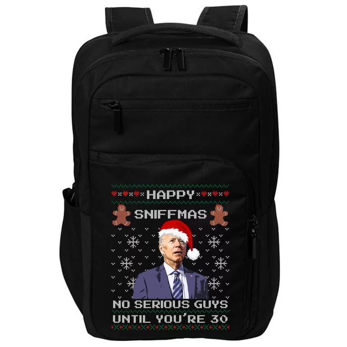 Funny Biden Sniffing Ugly Christmas Sweater Xmas Political Cool Gift Impact Tech Backpack