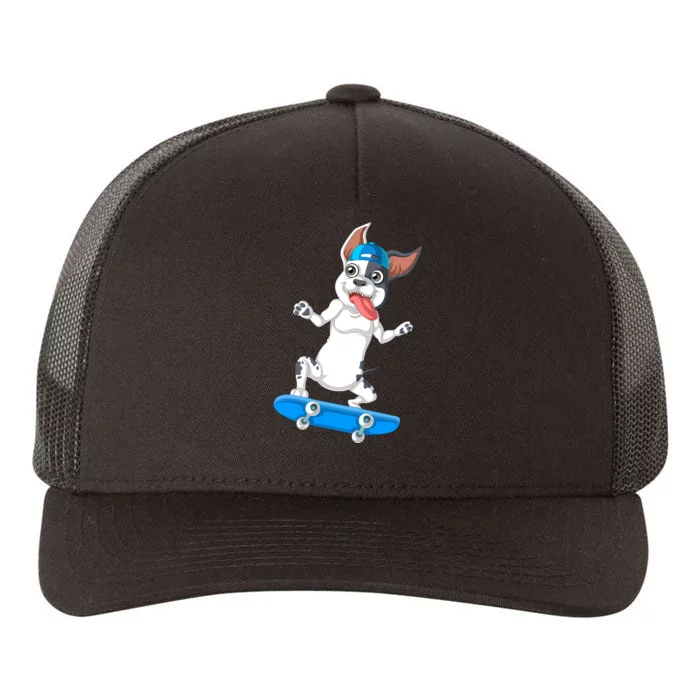 French Bulldog Skateboarding Yupoong Adult 5-Panel Trucker Hat