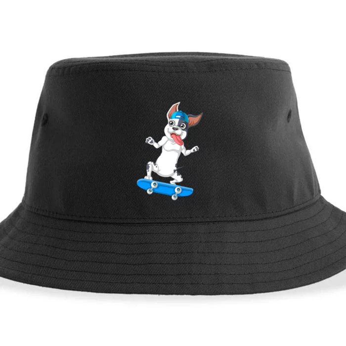 French Bulldog Skateboarding Sustainable Bucket Hat