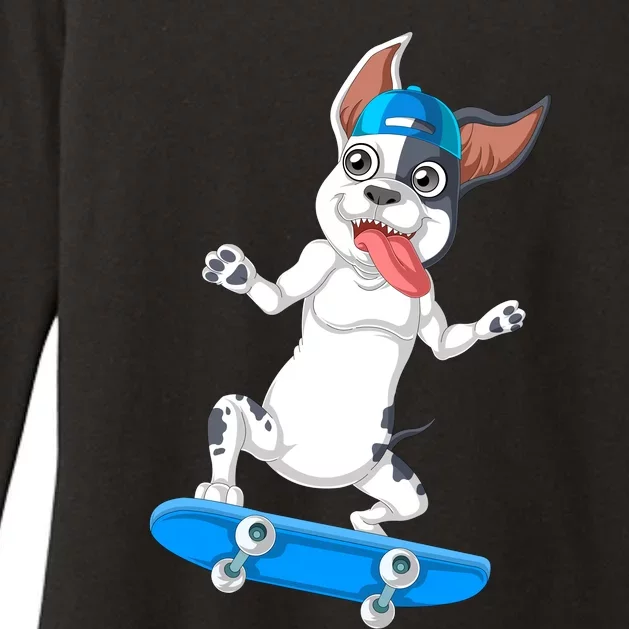 French Bulldog Skateboarding Womens CVC Long Sleeve Shirt