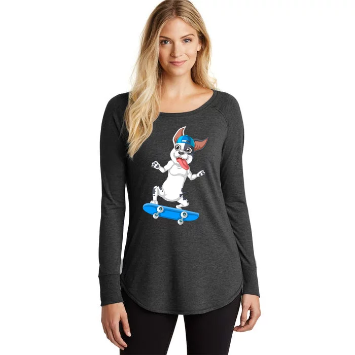 French Bulldog Skateboarding Women's Perfect Tri Tunic Long Sleeve Shirt