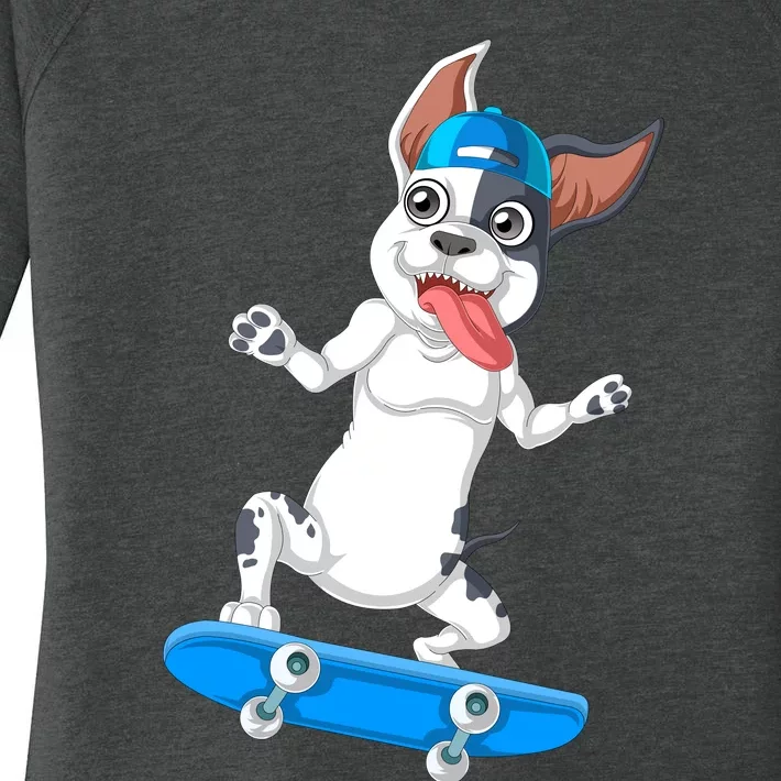 French Bulldog Skateboarding Women's Perfect Tri Tunic Long Sleeve Shirt