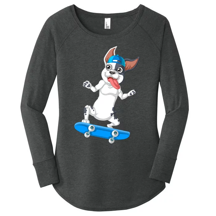 French Bulldog Skateboarding Women's Perfect Tri Tunic Long Sleeve Shirt