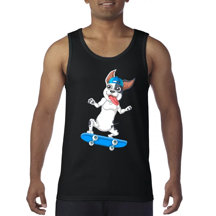 French Bulldog Skateboarding Tank Top