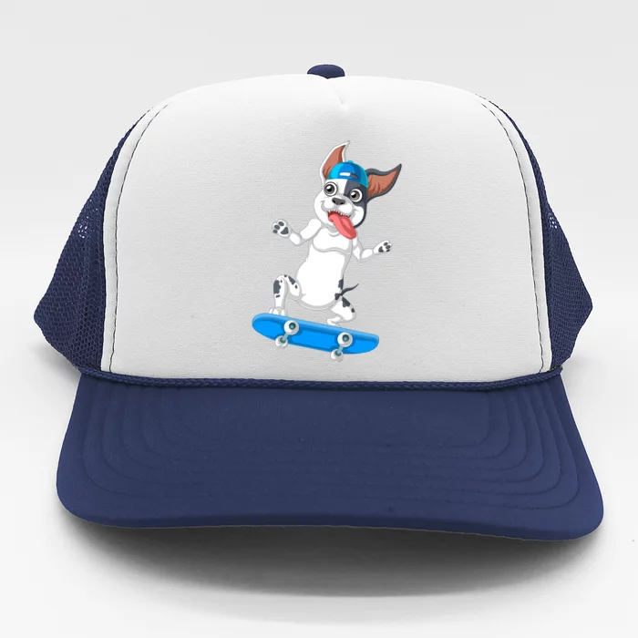 French Bulldog Skateboarding Trucker Hat