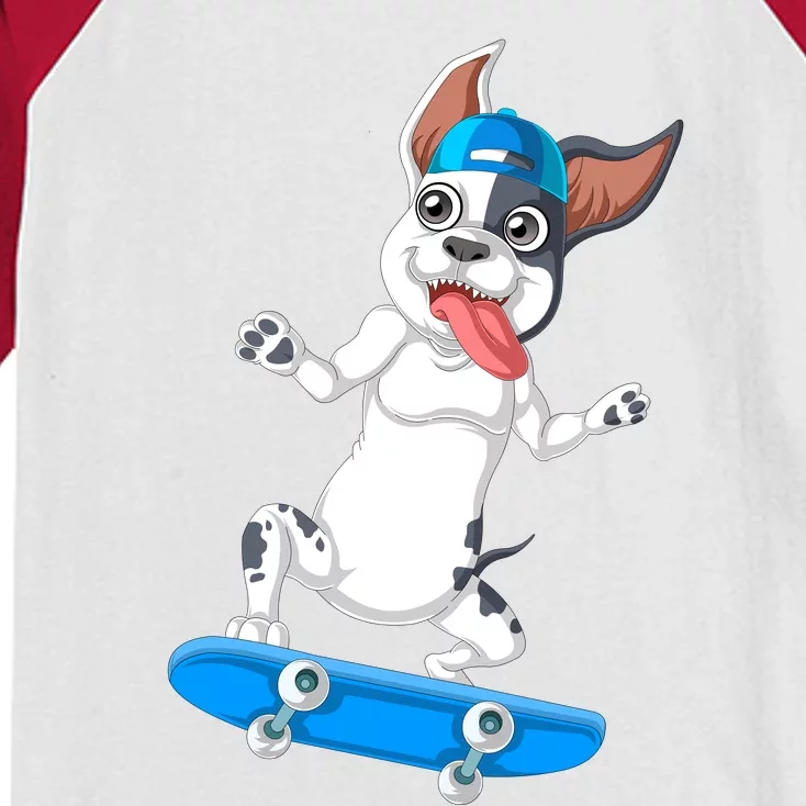 French Bulldog Skateboarding Kids Colorblock Raglan Jersey