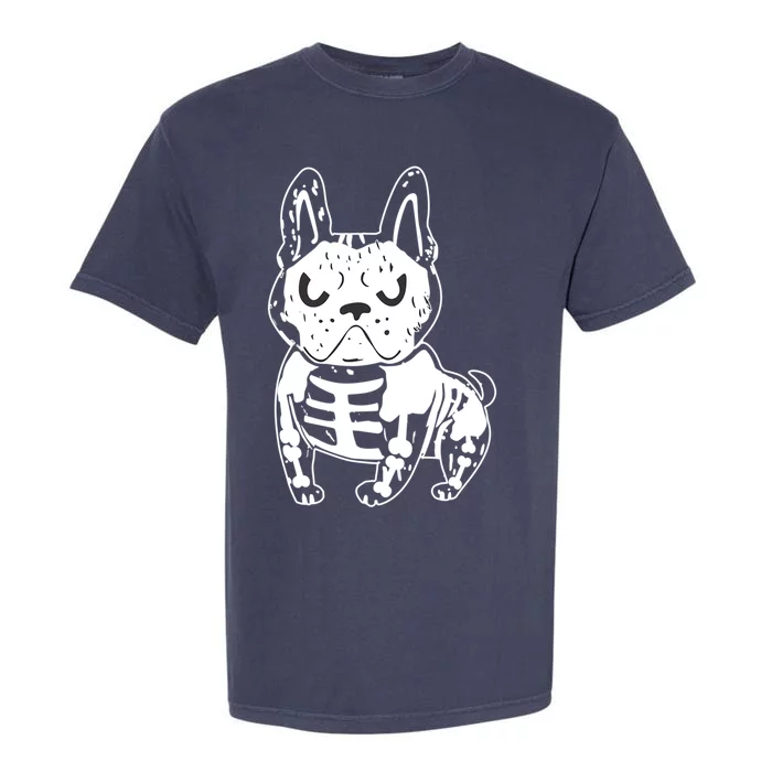 French Bulldog Skeleton Ghost Halloween Costume Gift Garment-Dyed Heavyweight T-Shirt