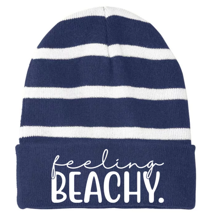 Feeling Beachy Summer Vacation Striped Beanie with Solid Band