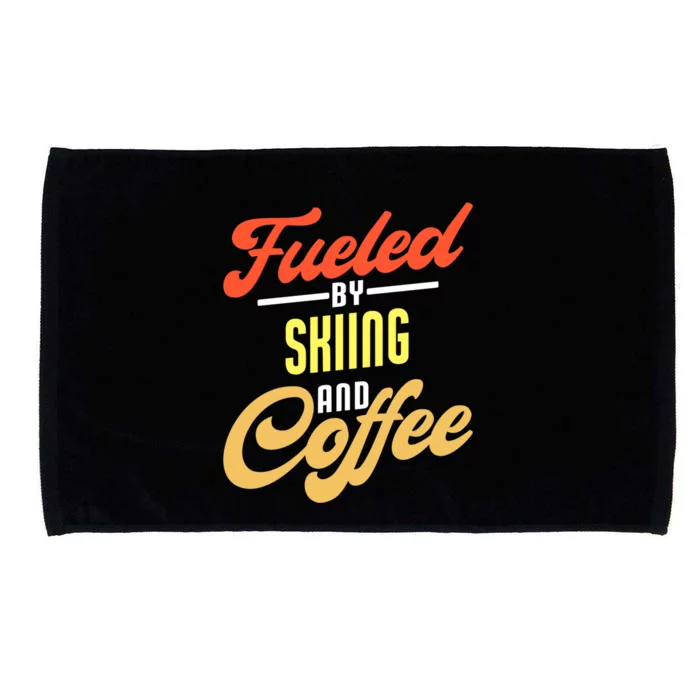 Fueled By Skiing And Coffee Funny Skier Gift Microfiber Hand Towel