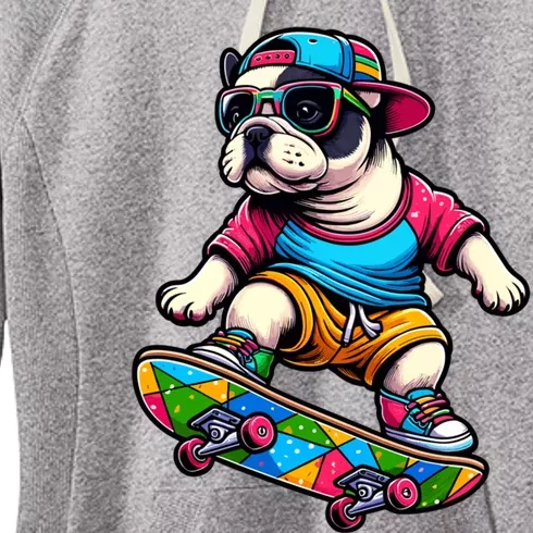 French Bulldog Skater Skateboarding Skateboard Skateboarder Cool Gift Women's Fleece Hoodie