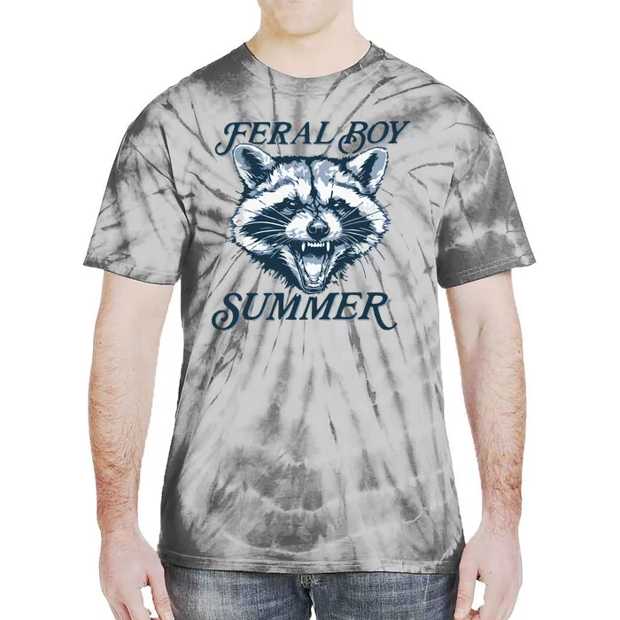 Feral Boy Summer Funny Raccoon Meme Trash Panda Raccoon Tie-Dye T-Shirt