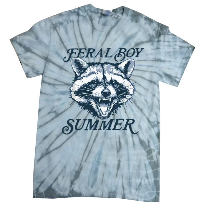 Feral Boy Summer Funny Raccoon Meme Trash Panda Raccoon Tie-Dye T-Shirt