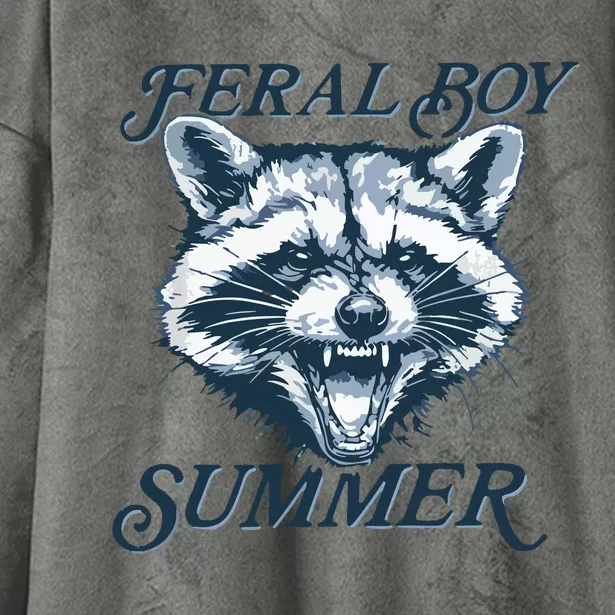 Feral Boy Summer Funny Raccoon Meme Trash Panda Raccoon Hooded Wearable Blanket