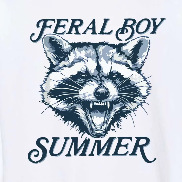 Feral Boy Summer Funny Raccoon Meme Trash Panda Raccoon Garment-Dyed Sweatshirt